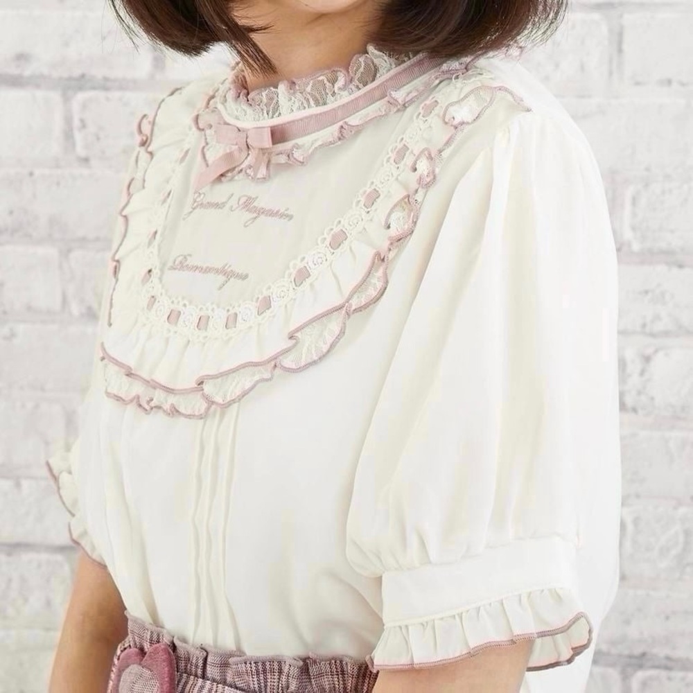 Liz Lisa Message Embroidered Ribbon Blouse - Picture 6 of 7